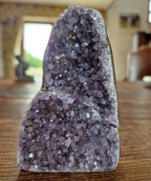 Premium High Grade Amethyst Druzy 326 Mini Geode Cluster Piece Cut Base 373g H9.5xW6.5xD5cm