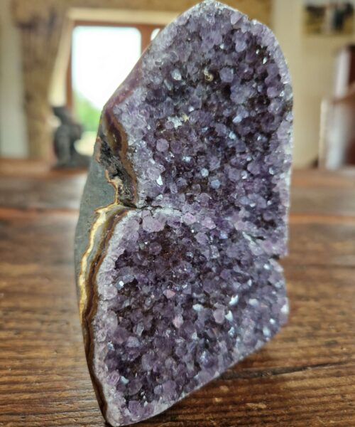 Premium High Grade Amethyst Druzy 326 Mini Geode Cluster Piece Cut Base 373g H9.5xW6.5xD5cm - Image 3