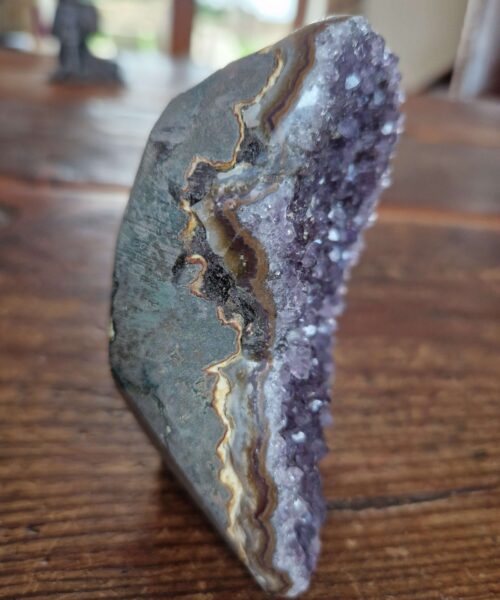 Premium High Grade Amethyst Druzy 326 Mini Geode Cluster Piece Cut Base 373g H9.5xW6.5xD5cm - Image 5