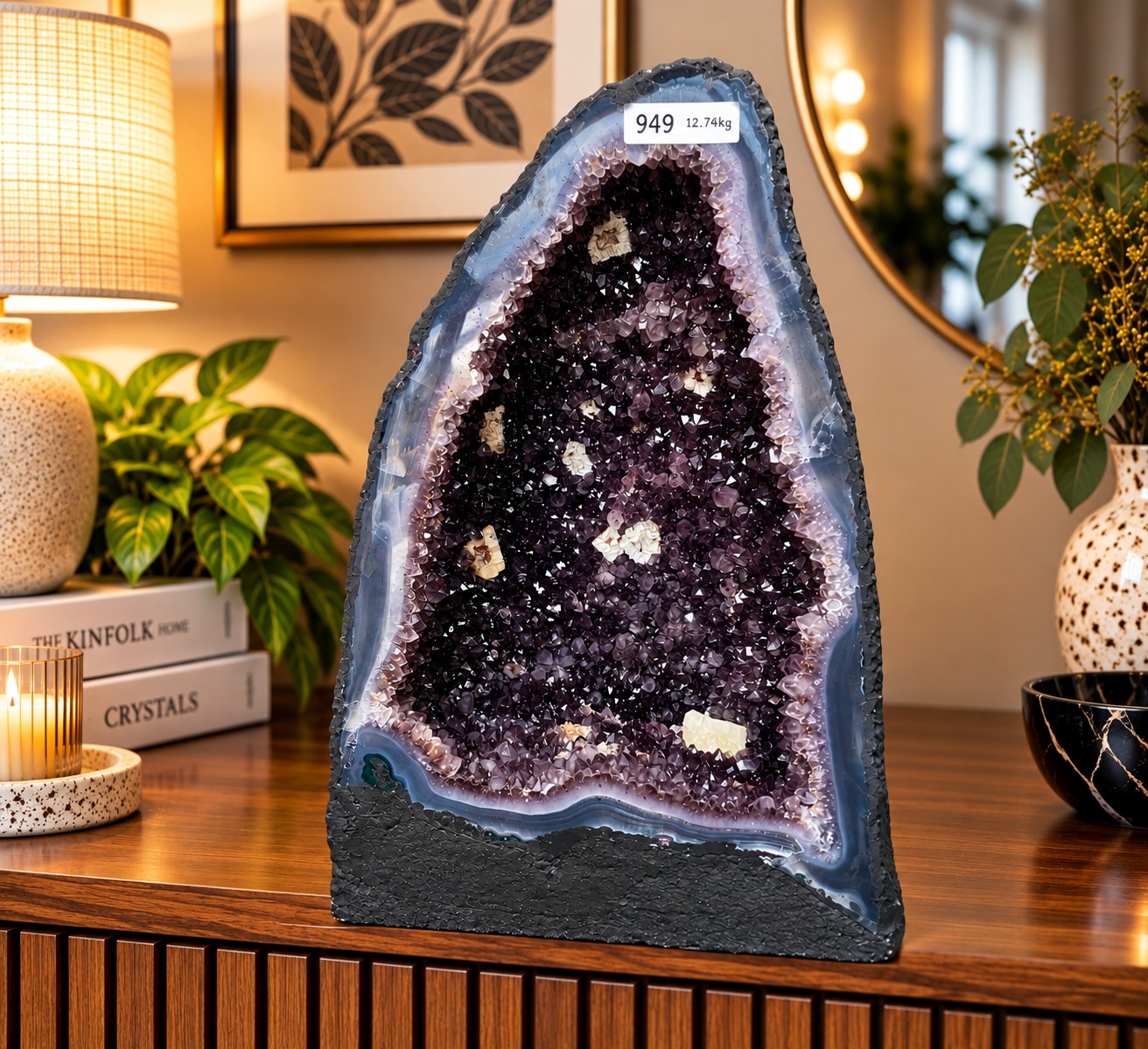 Amethyst Crystal Geode 949 Premium Queen Grade 12.74kg H35xW24xD18cm