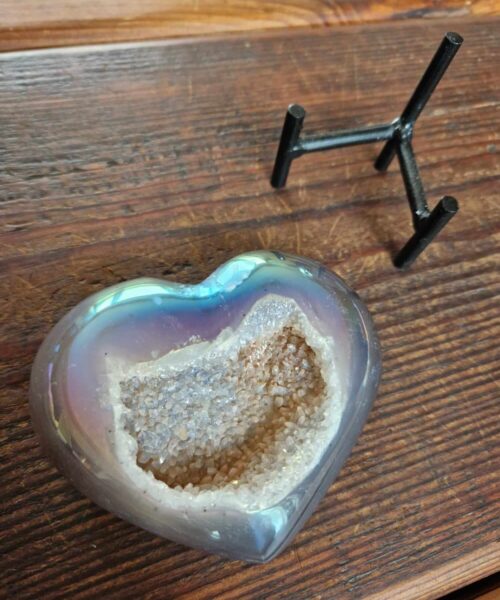 Agate Angel Aura Heart on Stand 20, Aura, Titanium, Cluster, Crystal, Gemstone 471g – H9xW11xD5.5cm - Image 5
