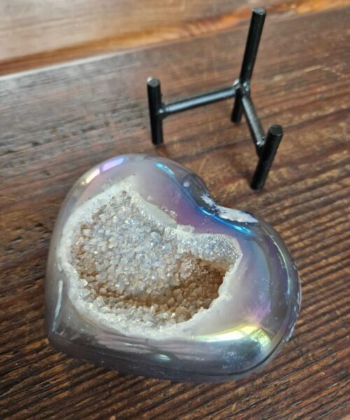 Agate Angel Aura Heart on Stand 20, Aura, Titanium, Cluster, Crystal, Gemstone 471g – H9xW11xD5.5cm - Image 6