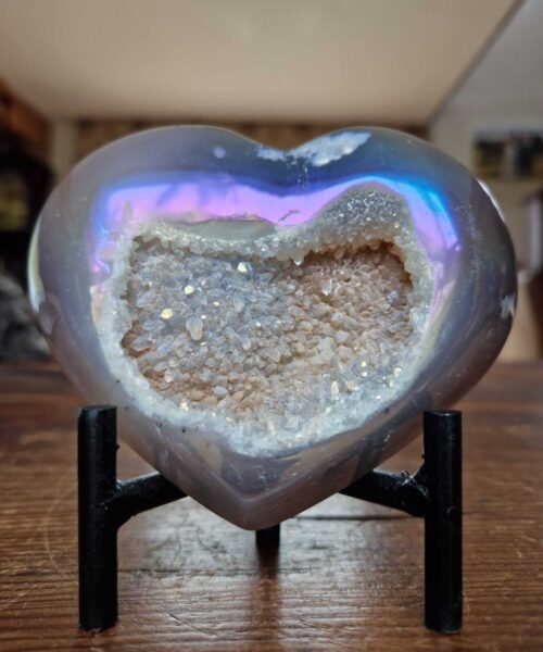 Agate Angel Aura Heart on Stand 20, Aura, Titanium, Cluster, Crystal, Gemstone 471g – H9xW11xD5.5cm - Image 8