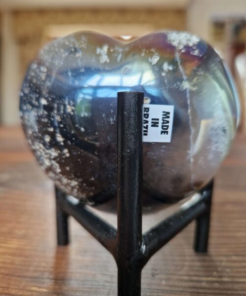 Agate Angel Aura Heart on Stand 26, Aura, Titanium, Cluster, Crystal, Gemstone 285g – H8xW8xD5.5cm - Image 6
