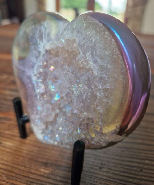 Agate Angel Aura Heart on Stand 27, Aura, Titanium, Cluster, Crystal, Gemstone 419g – H9xW10.5xD5.5cm - Image 6