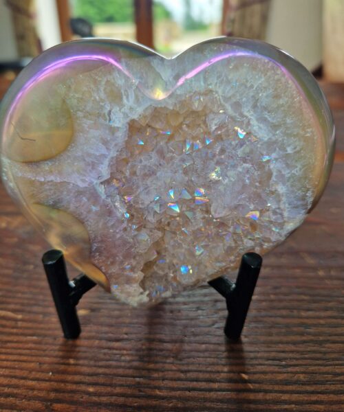 Agate Angel Aura Heart on Stand 27, Aura, Titanium, Cluster, Crystal, Gemstone 419g – H9xW10.5xD5.5cm - Image 8