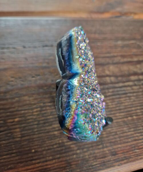 Rainbow Quartz Heart with Stand 34, Aura, Titanium, Cluster, Crystal, Gemstone 303g – H8.5xW9.5xW6.5cm - Image 7