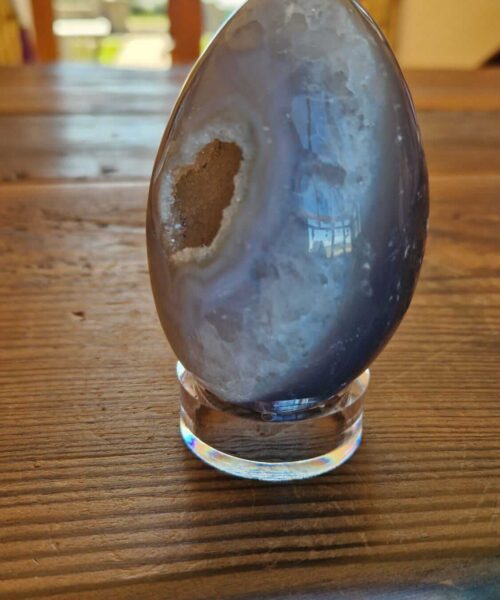 Large Premium Egg 1 High Grade Agate Crystal Geode Aura Egg on Stand 439g - H10xW6xD5.5cm - Image 4