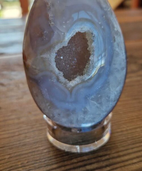 Large Premium Egg 1 High Grade Agate Crystal Geode Aura Egg on Stand 439g - H10xW6xD5.5cm - Image 10