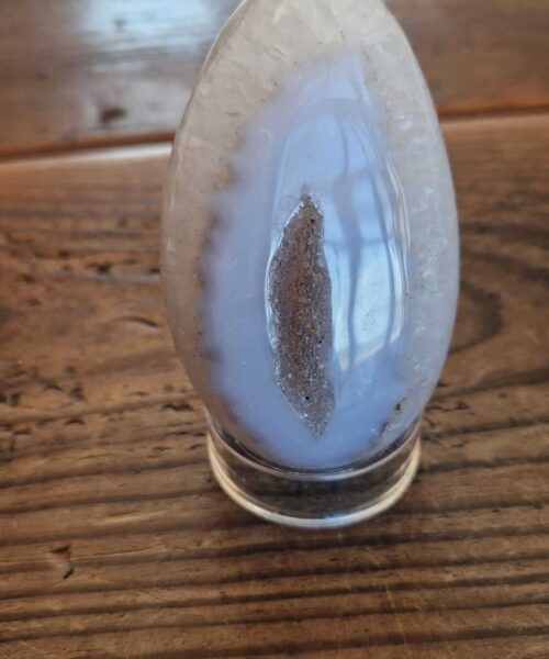 Large Premium Egg 2 High Grade Agate Crystal Geode Aura Egg on Stand 345g - H9xW5.5xD5cm