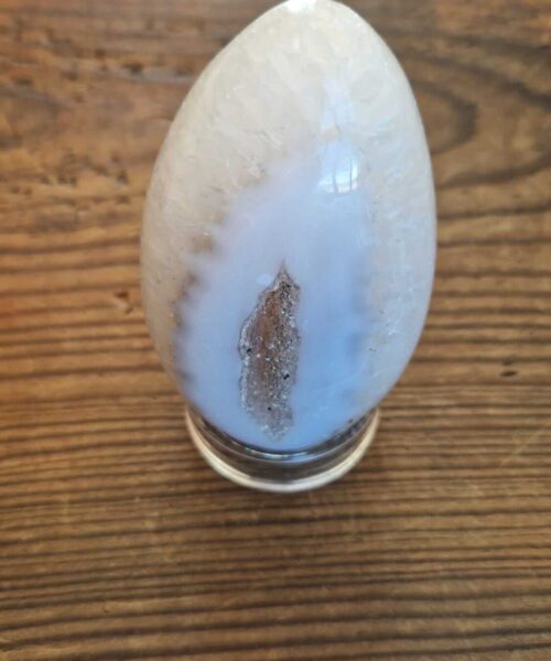 Large Premium Egg 2 High Grade Agate Crystal Geode Aura Egg on Stand 345g - H9xW5.5xD5cm - Image 5