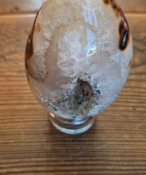 Large Premium Egg 4 High Grade Agate Crystal Geode Aura Egg on Stand 650g - H12xW7xD6cm - Image 4
