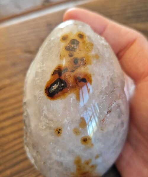 Large Premium Egg 4 High Grade Agate Crystal Geode Aura Egg on Stand 650g - H12xW7xD6cm - Image 9