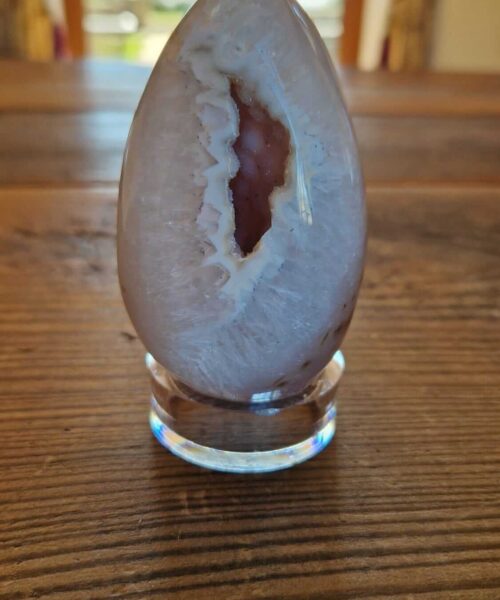 Large Premium Egg 5 High Grade Agate Crystal Geode Aura Egg on Stand 317g - H9.5xW5xD4.5cm