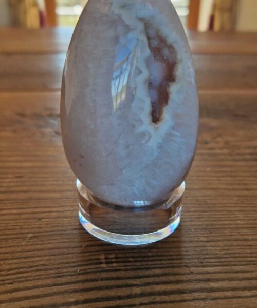 Large Premium Egg 5 High Grade Agate Crystal Geode Aura Egg on Stand 317g - H9.5xW5xD4.5cm - Image 2