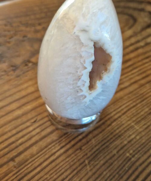 Large Premium Egg 5 High Grade Agate Crystal Geode Aura Egg on Stand 317g - H9.5xW5xD4.5cm - Image 9