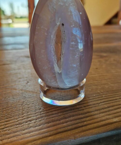 Large Premium Egg 6 High Grade Agate Crystal Geode Aura Egg on Stand 364g - H10xW5.5xD4.5cm - Image 8