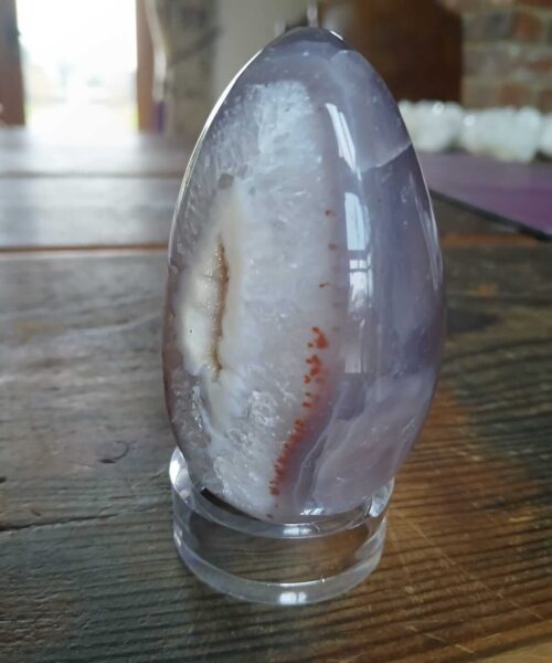 Large Premium Egg 7 High Grade Agate Crystal Geode Aura Egg on Stand 308g - H9xW5xD4.5cm - Image 6