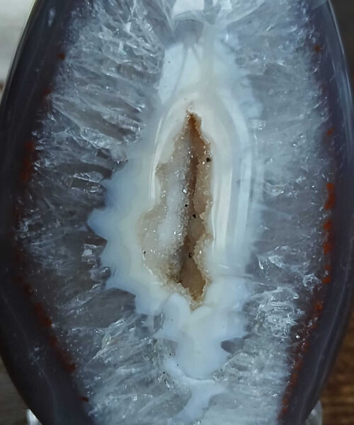 Large Premium Egg 7 High Grade Agate Crystal Geode Aura Egg on Stand 308g - H9xW5xD4.5cm - Image 8
