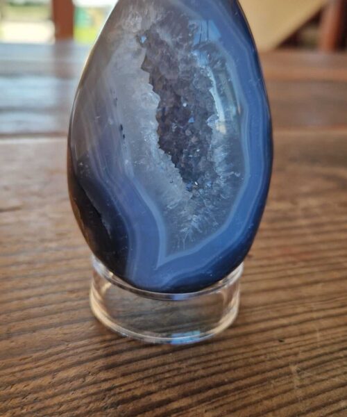 Large Premium Egg 8 High Grade Agate Crystal Geode Aura Egg on Stand 316g - H9.5xW5.5xD5.5cm - Image 8