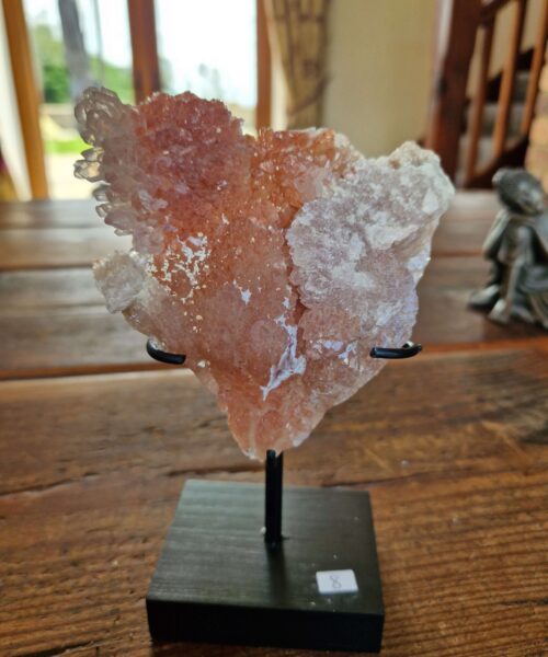 Pink Amethyst Flower 8 Crystal Formation Rare Cluster on Stand 387g H18xW11xD6cm
