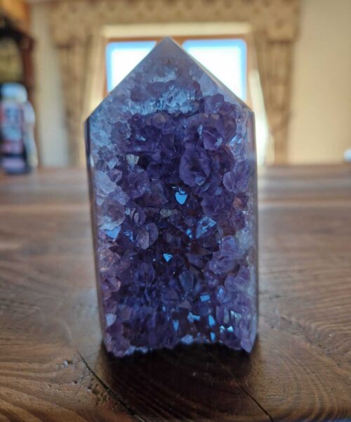 Premium Amethyst Quartz Purple Druzy Side Point 10 Crystal Tower 296g H9xW5.5xD3.5cm