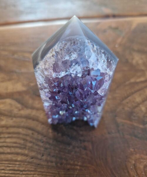 Premium Amethyst Quartz Purple Druzy Side Point 10 Crystal Tower 296g H9xW5.5xD3.5cm - Image 4