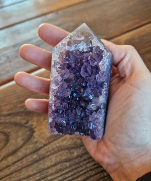 Premium Amethyst Quartz Purple Druzy Side Point 10 Crystal Tower 296g H9xW5.5xD3.5cm - Image 5