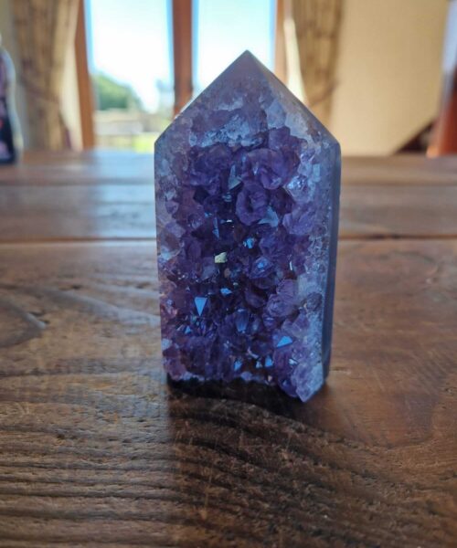 Premium Amethyst Quartz Purple Druzy Side Point 10 Crystal Tower 296g H9xW5.5xD3.5cm - Image 9