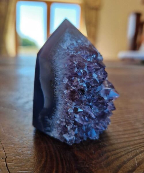 Alternative view of Premium Amethyst Quartz Purple Druzy Side Point 2 Crystal Tower 146g H6xW4xD4.5cm