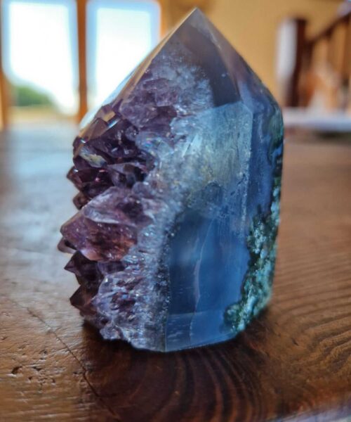 Premium Amethyst Quartz Purple Druzy Side Point 2 Crystal Tower 146g H6xW4xD4.5cm - Image 3