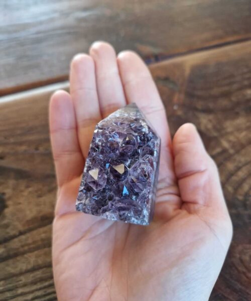 Premium Amethyst Quartz Purple Druzy Side Point 2 Crystal Tower 146g H6xW4xD4.5cm - Image 5