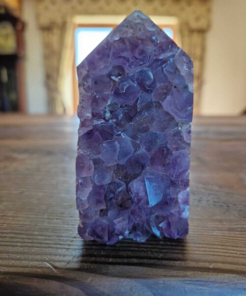 Premium Amethyst Quartz Purple Druzy Side Point 3 Crystal Tower 315g H9.5xW5xD4cm