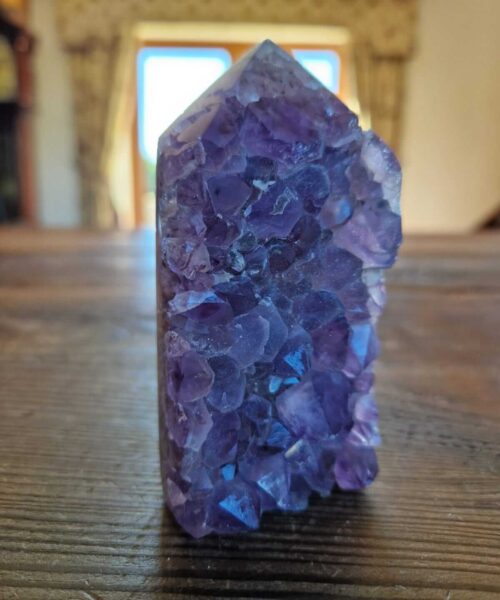 Alternative view of Premium Amethyst Quartz Purple Druzy Side Point 3 Crystal Tower 315g H9.5xW5xD4cm