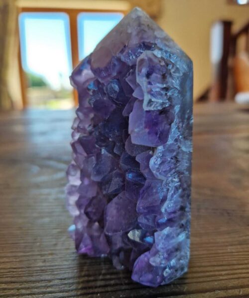 Premium Amethyst Quartz Purple Druzy Side Point 3 Crystal Tower 315g H9.5xW5xD4cm - Image 3