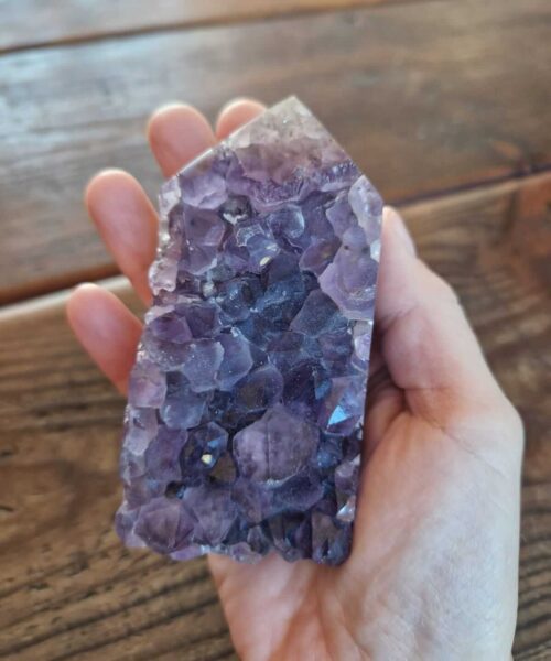 Premium Amethyst Quartz Purple Druzy Side Point 3 Crystal Tower 315g H9.5xW5xD4cm - Image 4