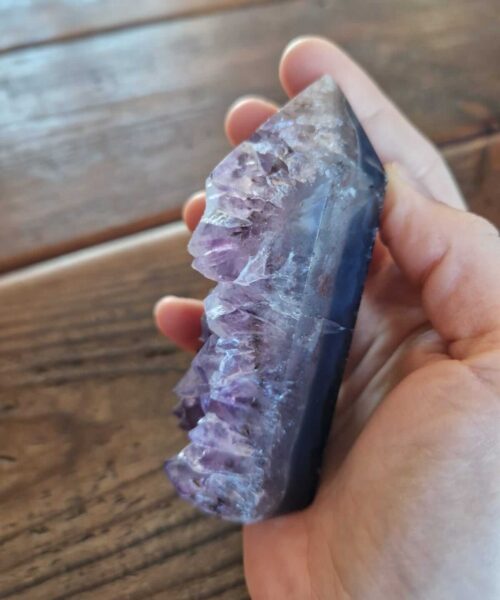 Premium Amethyst Quartz Purple Druzy Side Point 3 Crystal Tower 315g H9.5xW5xD4cm - Image 5