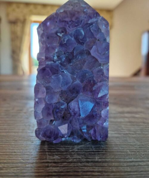 Premium Amethyst Quartz Purple Druzy Side Point 3 Crystal Tower 315g H9.5xW5xD4cm - Image 9
