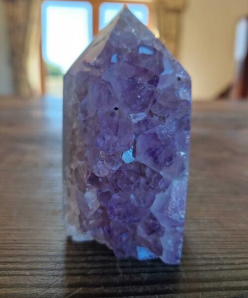 Premium Amethyst Quartz Purple Druzy Side Point 5 Crystal Tower 301g H9xW5xD5.5cm