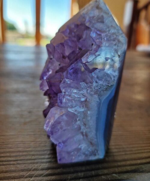 Premium Amethyst Quartz Purple Druzy Side Point 5 Crystal Tower 301g H9xW5xD5.5cm - Image 3