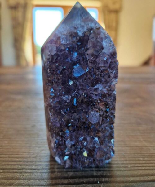 Premium Amethyst Quartz Purple Druzy Side Point 6 Crystal Tower 249g H9xW4.5xD4.5cm