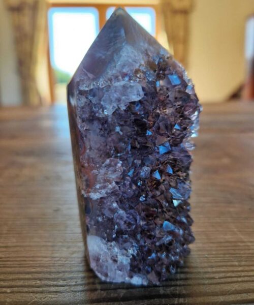 Alternative view of Premium Amethyst Quartz Purple Druzy Side Point 6 Crystal Tower 249g H9xW4.5xD4.5cm