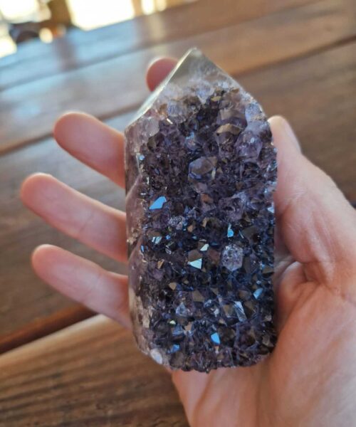 Premium Amethyst Quartz Purple Druzy Side Point 6 Crystal Tower 249g H9xW4.5xD4.5cm - Image 5