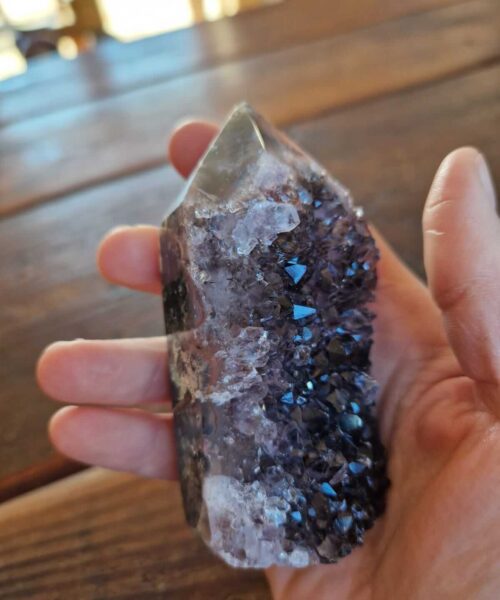 Premium Amethyst Quartz Purple Druzy Side Point 6 Crystal Tower 249g H9xW4.5xD4.5cm - Image 6
