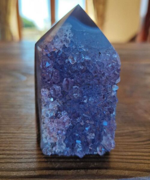 Premium Amethyst Quartz Purple Druzy Side Point 7 Crystal Tower 236g H7xW5.5xD4.5cm