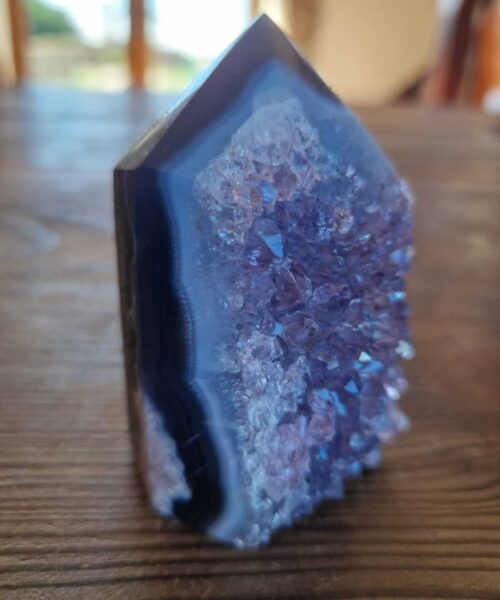 Alternative view of Premium Amethyst Quartz Purple Druzy Side Point 7 Crystal Tower 236g H7xW5.5xD4.5cm