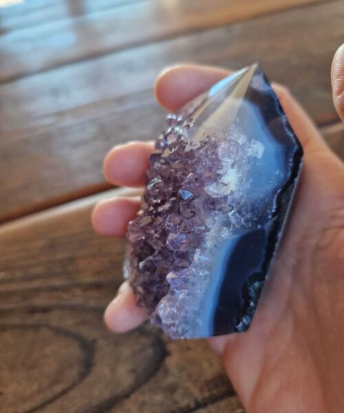 Premium Amethyst Quartz Purple Druzy Side Point 7 Crystal Tower 236g H7xW5.5xD4.5cm - Image 7