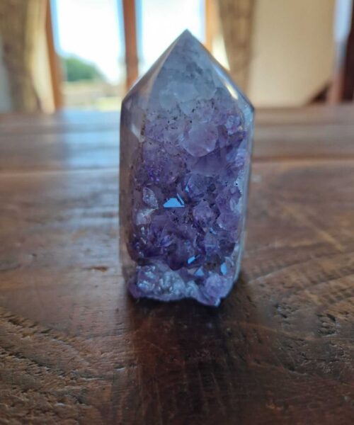 Premium Amethyst Quartz Purple Druzy Side Point 1 Crystal Tower 221g H8xW5xD4.5cm