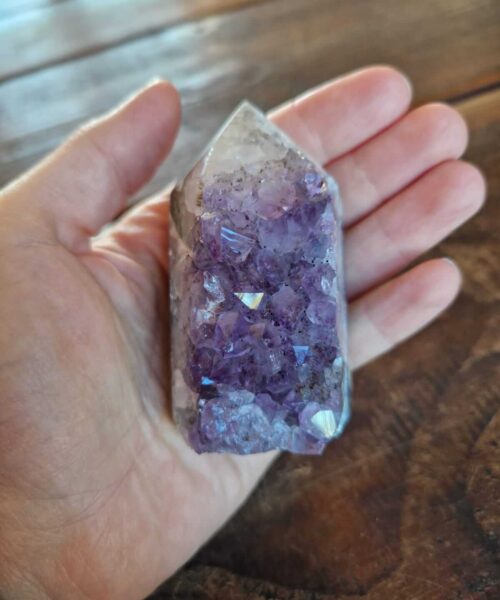 Premium Amethyst Quartz Purple Druzy Side Point 1 Crystal Tower 221g H8xW5xD4.5cm - Image 7