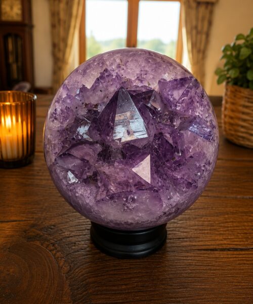 HUGE / Giant Large Amethyst Sphere 1, Premium Grade Purple Quartz Geode Crystal 4.069g – 15cm Diameter